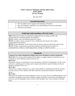 Unit I: Literary Elements and the Short Story ENGLISH I Essential