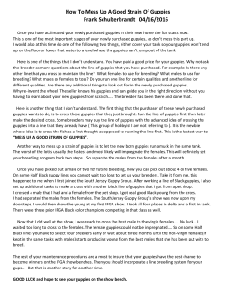 How To Mess Up A Good Strain Of Guppies