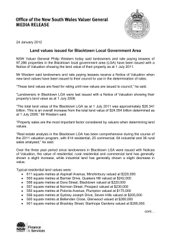 Land values issued for Blacktown Local