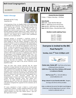 bulletin - Beth Israel Congregation