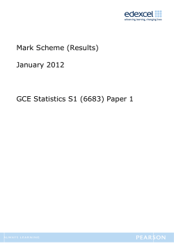 Mark Scheme (Results) January 2012 GCE Statistics S1