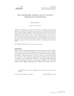 THE THEOPHORIC ELEMENT BA(AL IN ANCIENT PHOENICIAN