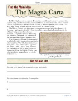 Main Idea Worksheets | The Magna Carta