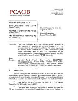 AUDITING STANDARD No. 16 &ndash; COMMUNICATIONS WITH AUDIT