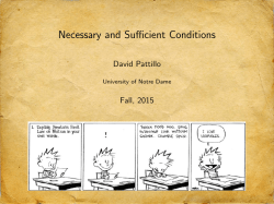 Necessary and Sufficient Conditions