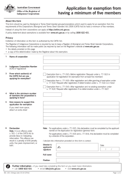 Application for exemption from having a minimum of five members