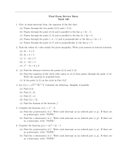 Final Exam Review Sheet Math 109 1. Give, in slope