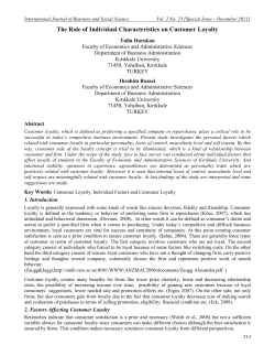 The Role of Individual Characteristics on Customer Loyalty
