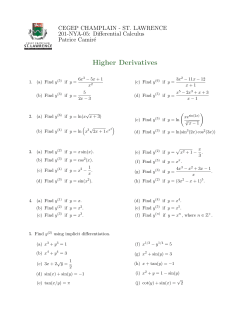 Higher Derivatives - SLC Home Page - Cegep Champlain