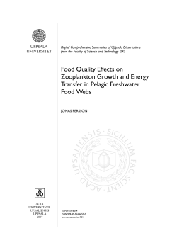 Food Quality Effects on Zooplankton Growth and Energy Transfer in