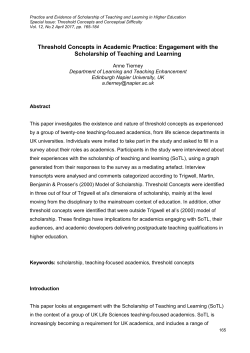 Threshold Concepts in Academic Practice: Engagement with the