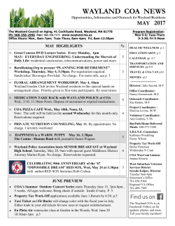 May 2017 Newsletter/Calendar