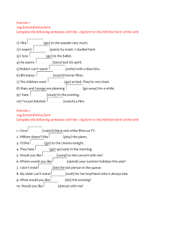 ing form or the infinitive form of the verb 1
