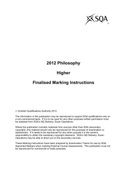 2012 Philosophy Higher Finalised Marking Instructions