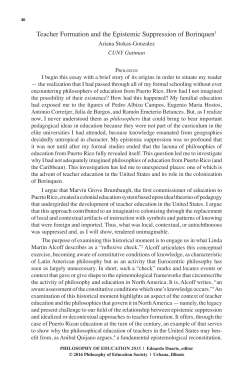 Teacher Formation and the Epistemic Suppression of Borinquen1