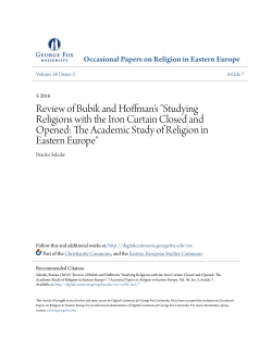 Review of Bub&Atilde;Łk and Hoffman`s "Studying Religions with the Iron