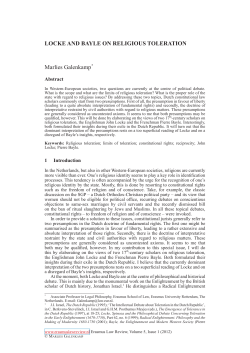 Locke and Bayle on Religious Toleration