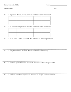 1) A dog can run 30 miles per hour. How fast can it run in meters per m