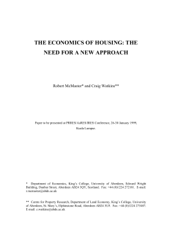 the economics of housing: the need for a new approach