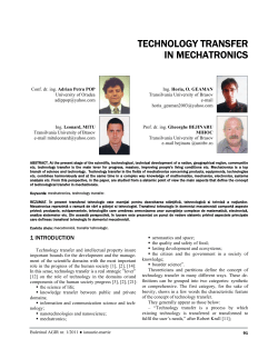 TECHNOLOGY TRANSFER IN MECHATRONICS