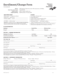 Enrollment/Change Form - Western Health Advantage