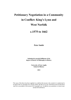 Petitionary Negotiation in a Community in Conflict: King`s Lynn and