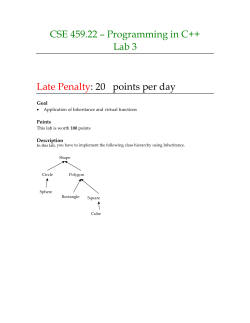 CSE 459.22 &ndash; Programming in C++ Lab 3 Late Penalty: 20 points