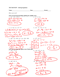 TEST REVIEW &ndash; Solving Equations