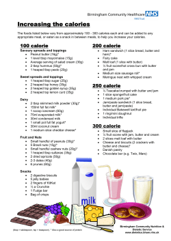 Increasing the calories - Birmingham Community Healthcare