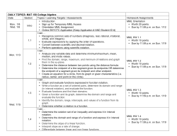 DAILY TOPICS: MAT 150 College Algebra Date Section Topics
