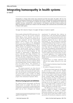 Integrating homoeopathy in health systems