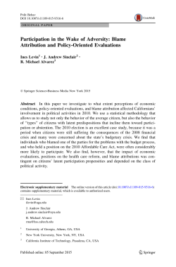 Participation in the Wake of Adversity: Blame