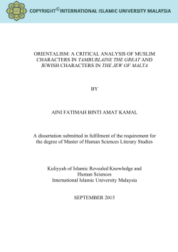 orientalism: a critical analysis of muslim characters in - Library