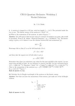 CH153 Quantum Mechanics: Workshop 2 Worked Solutions
