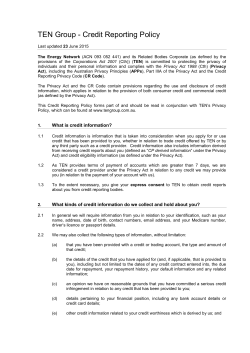 Credit Reporting Policy