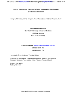 1 Role of Endogenous Thrombin in Tumor