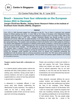 Brexit &ndash; lessons from four referenda on the European Union (EU) in