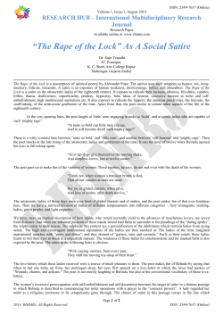 &ldquo;The Rape of the Lock&rdquo; As A Social Satire