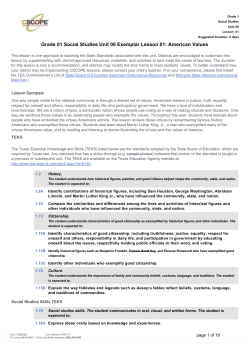 Grade 01 Social Studies Unit 06 Exemplar Lesson 01