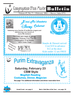 February - Congregation B`nai Moshe