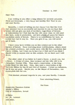October 2, 1967 Dear Ted: I am writing to you after a long silence for