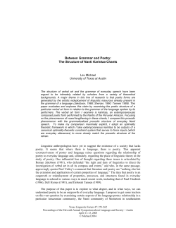 Between Grammar and Poetry: The Structure of Nanti Karintaa Chants