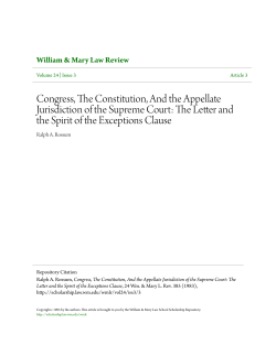 Congress, The Constitution, And the Appellate Jurisdiction of the
