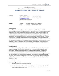 Applied Population and Community Ecology