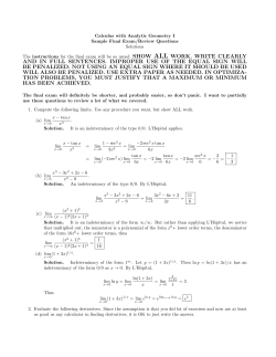 Some solutions to sample final exam/Review exercises