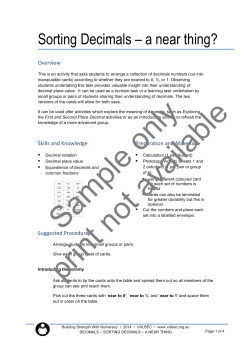 Sorting Decimals &ndash; a near thing?
