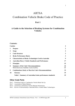 ARTSA Combination Vehicle Brake Code of Practice