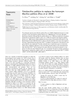 Falsibacillus pallidus to replace the homonym Bacillus pallidus Zhou