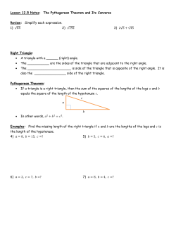Lesson 12.5 Notes: The Pythagorean Theorem and Its Converse
