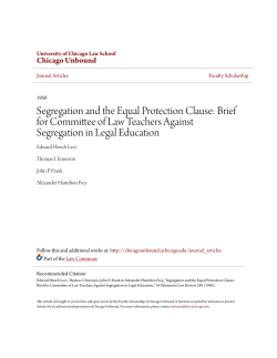 Segregation and the Equal Protection Clause: Brief for Committee of